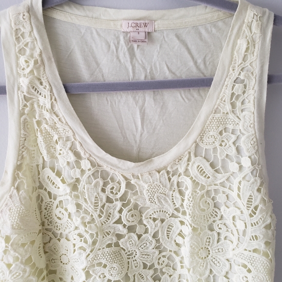 J. Crew Crochet Floral Lace Front Overlay Tank szS - Picture 13 of 15